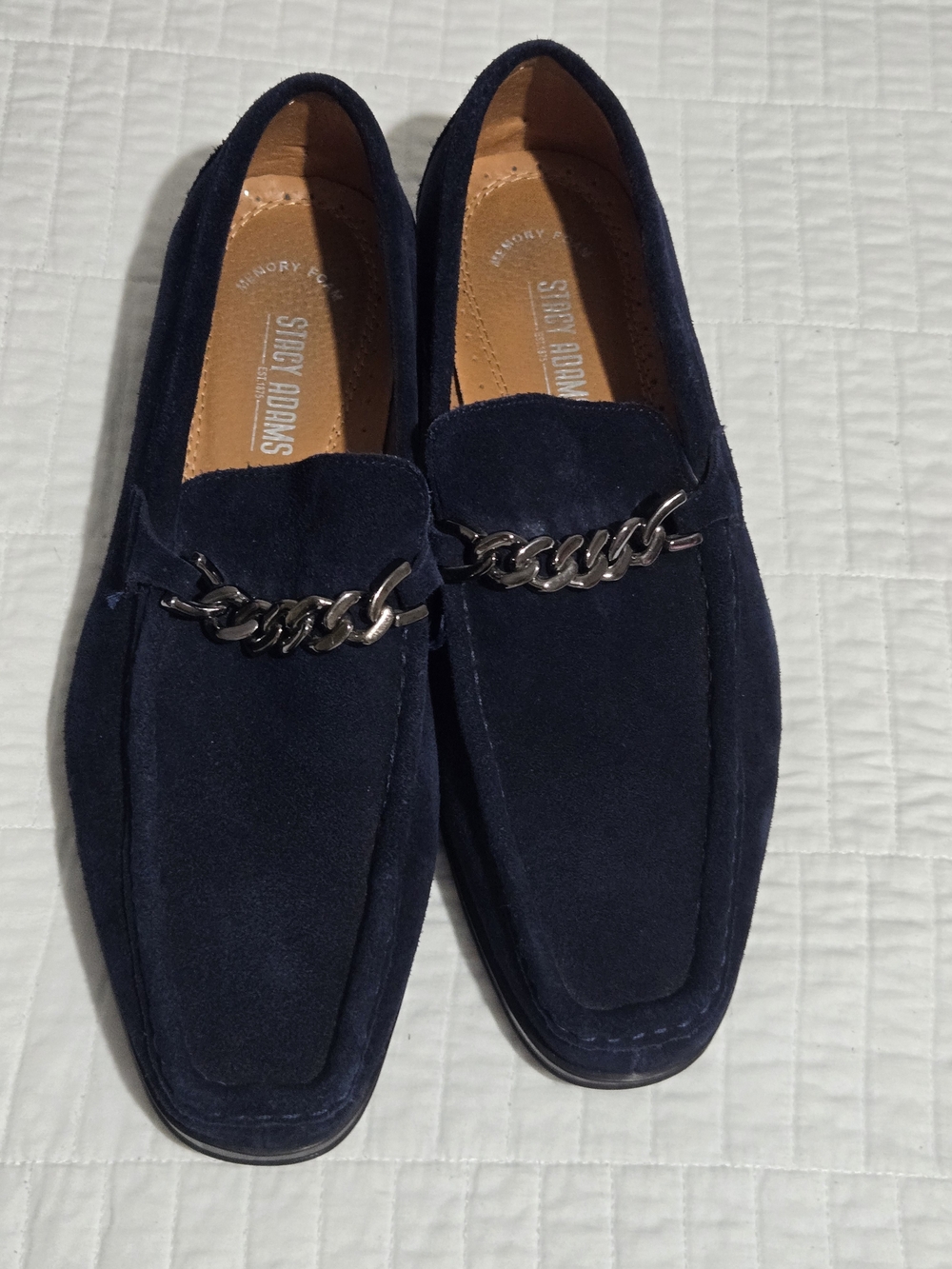 Stacy Adams Men’s Navy Suede Chain Loafers